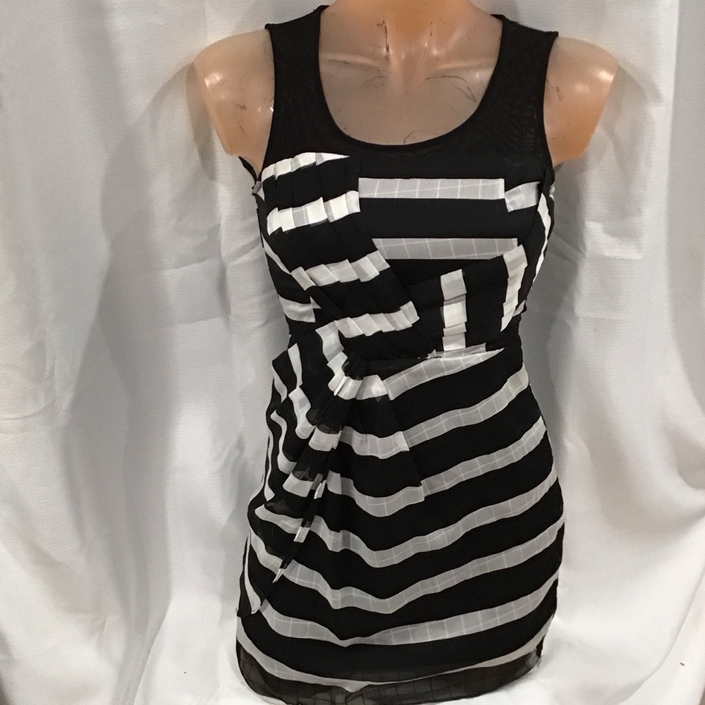Designer Chiffon Sleeveless Dress, Pleated Sash detail